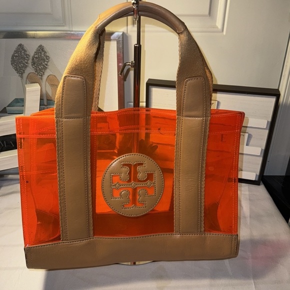 Tory Burch Handbags - Tory Burch Orange Vinyl PVC Tote Bag
